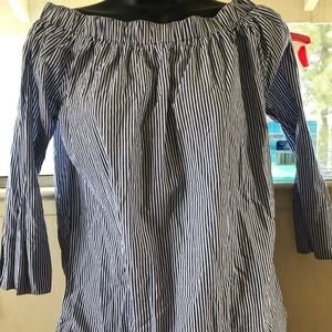 Blue stripped over the shoulder shirt